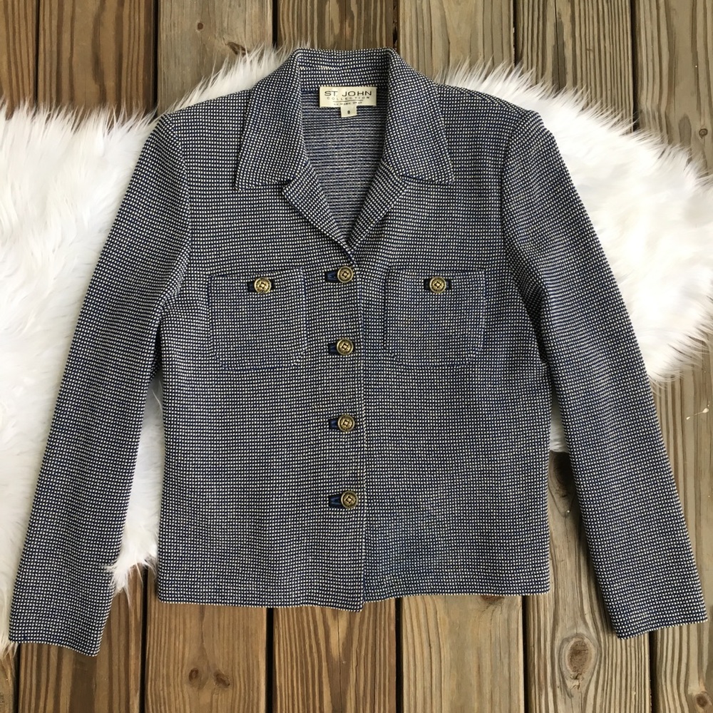 St. John Collection Knit Button Up Blazer Jacket